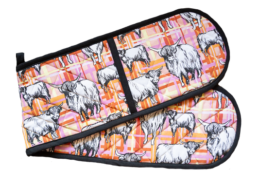 Highland Cow Double Handed Oven Glove
