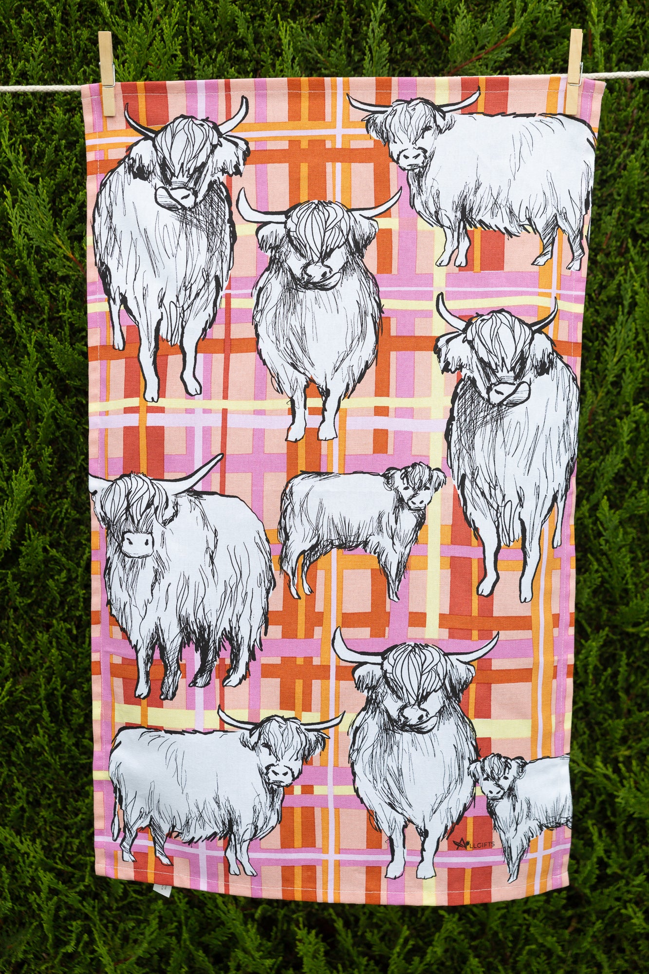 Highland Cow Tea Towel