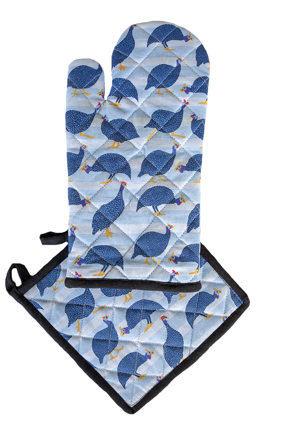 Guinea Fowl Oven Glove and Pot Holder set