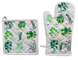 Culinary Herbs Oven Glove and Pot Holder set