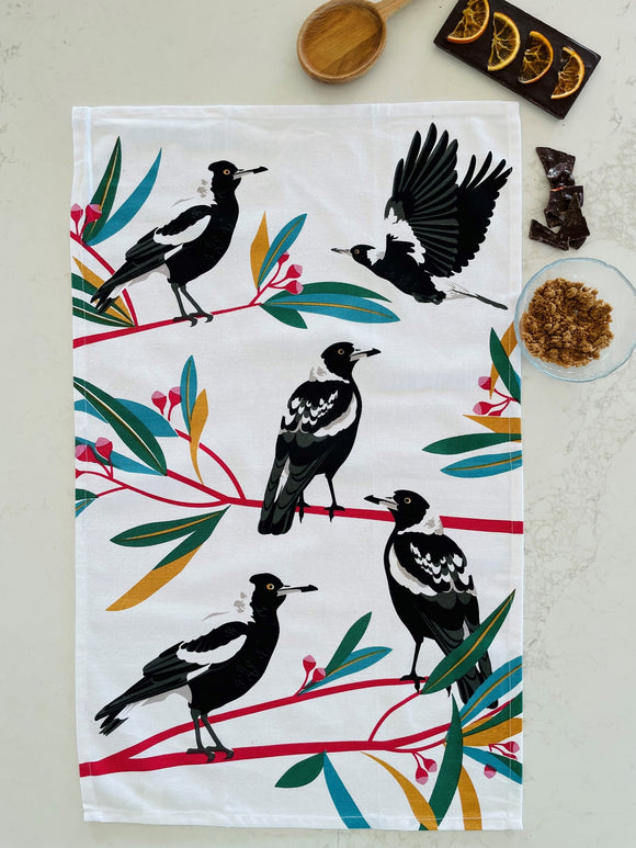 Magpies Tea Towel